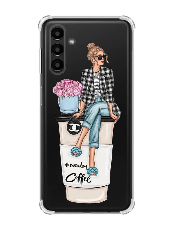 Чохол із потовщеними кутами на Samsung Galaxy A04s/A13 5G :: Дівчина на каві (принт 228)