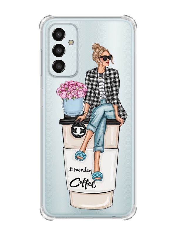 Чохол із потовщеними кутами на Samsung Galaxy M13 4G :: Дівчина на каві (принт 228)