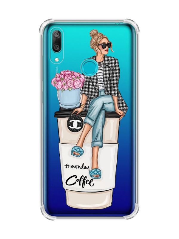 Чохол з потовщеними кутами Huawei Y7 2019/Y7 prime 2019 :: Дівчина на каві (принт 228)