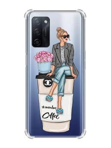 Чохол з потовщеними кутами на Oppo A55 :: Дівчина на каві (принт 228)