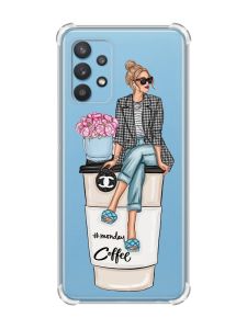 Чохол з потовщеними кутами на Samsung Galaxy A32 :: Дівчина на каві (принт 228)