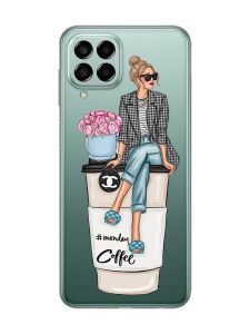 Прозорий чохол на Samsung Galaxy M33 5G :: Дівчина на каві (принт 228)