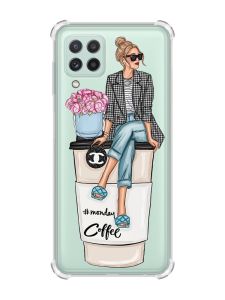 Чохол із потовщеними кутами на Samsung Galaxy A22 5G / A22s 5G :: Дівчина на каві (принт 228)
