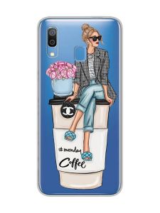 Прозорий чохол для Samsung Galaxy A30 (2019)/A20 (2019) :: Дівчина на каві (принт 228)