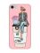 Матовий рожевий чохол на iPhone 7 / 8 Дівчина на каві (принт 228)