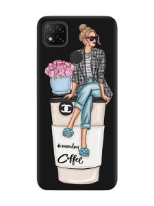 Матовий чорний чохол на Xiaomi Redmi 9C / 10A Дівчина на каві (принт 228)