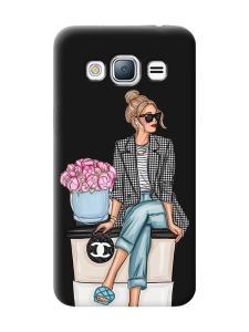Матовий чорний чохол на Samsung Galaxy J3 / J310 Дівчина на каві (принт 228)