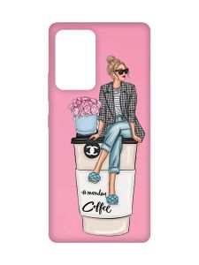 Матовий рожевий чохол на Samsung Galaxy A52 Дівчина на каві (принт 228)