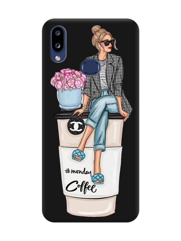 Матовий чорний чохол на Samsung Galaxy A10ѕ A107 Дівчина на каві (принт 228)