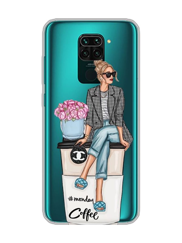 Прозорий чохол на Xiaomi Redmi Note 9 :: Дівчина на каві (принт 228)