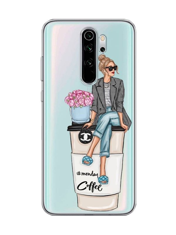 Прозорий чохол на Xiaomi Redmi Note 8 Pro :: Дівчина на каві (принт 228)