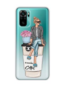 Прозорий чохол на Xiaomi Redmi Note 10 / Note 10s :: Дівчина на каві (принт 228)