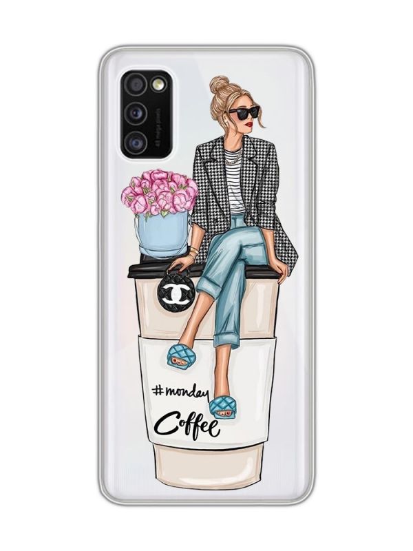 Прозорий чохол на Samsung Galaxy A41 :: Дівчина на каві (принт 228)