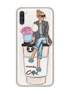 Прозорий чохол на Samsung Galaxy A11 :: Дівчина на каві (принт 228)