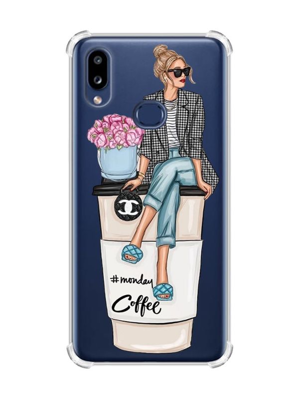 Чохол з потовщеними кутами на Samsung Galaxy A10s/A107 :: Дівчина на каві (принт 228)