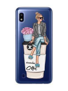 Прозорий чохол на Samsung Galaxy A10 (2019) A105 :: Дівчина на каві (принт 228)