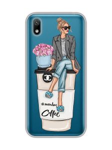 Прозорий чохол для Huawei Y5 2019 / Honor 8S :: Дівчина на каві (принт 228)