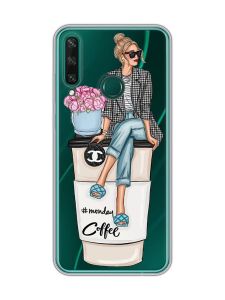 Прозорий чохол на Huawei Y6p :: Дівчина на каві (принт 228)
