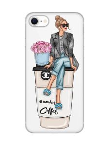 Прозорий чохол на iPhone SE 2020 :: Дівчина на каві (принт 228)