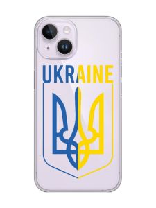 Прозорий чохол із захистом камери на iPhone 14 Тризуб (принт 254)