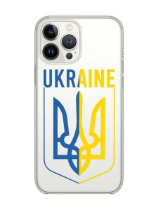 Прозорий чохол із захистом камери на iPhone 14 Pro Тризуб (принт 254)