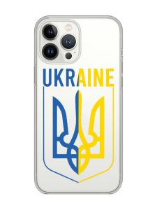 Прозорий чохол із захистом камери на iPhone 14 Pro Max Тризуб (принт 254)