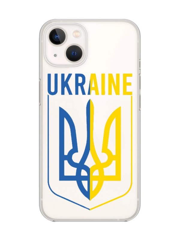 Прозорий чохол із захистом камери на iPhone 14 Plus Тризуб (принт 254)