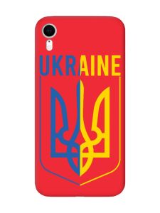 Матовий червоний чохол на Apple iPhone XR Тризуб (принт 254)