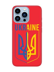 Матовий червоний чохол на Apple iPhone 13 Pro Max Тризуб (принт 254)