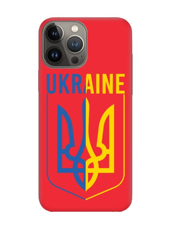 Матовий червоний чохол на Apple iPhone 13 Pro Тризуб (принт 254)