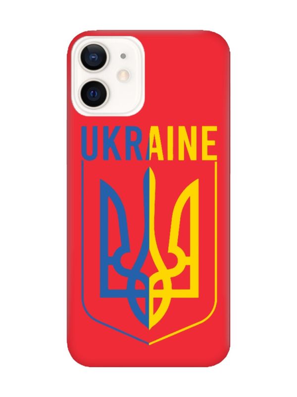Матовий червоний чохол на Apple iPhone 12 / 12 Pro (6.1) Тризуб (принт 254)
