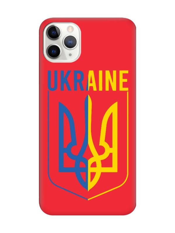 Матовий червоний чохол на iPhone 11 Pro Max (6.5) Тризуб (принт 254)