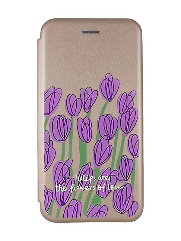 Чохол-книжка з малюнком для Samsung Galaxy А10 (2019)/А105 Золотий :: Тюльпани (принт 265)