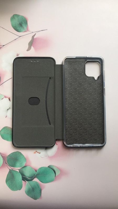 Чохол-книжка з малюнком для Samsung Galaxy A22 4G/M22/M32 Чорний :: Дівчина на каві (принт 228)