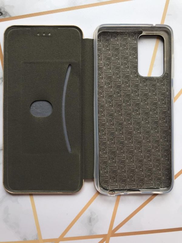 Чохол-книжка з малюнком для Samsung Galaxy A52 Золотий :: Дівчина на каві (принт 228)