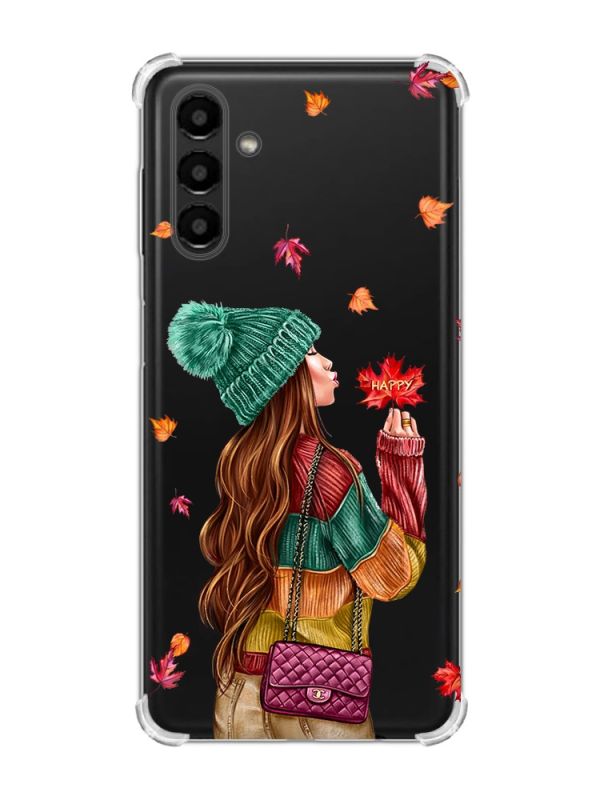 Чохол із потовщеними кутами на Samsung Galaxy A04s/A13 5G :: Дівчина з листям (принт 221)
