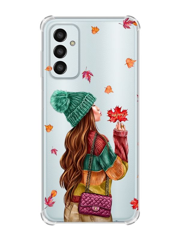 Чохол із потовщеними кутами на Samsung Galaxy M13 4G :: Дівчина з листям (принт 221)
