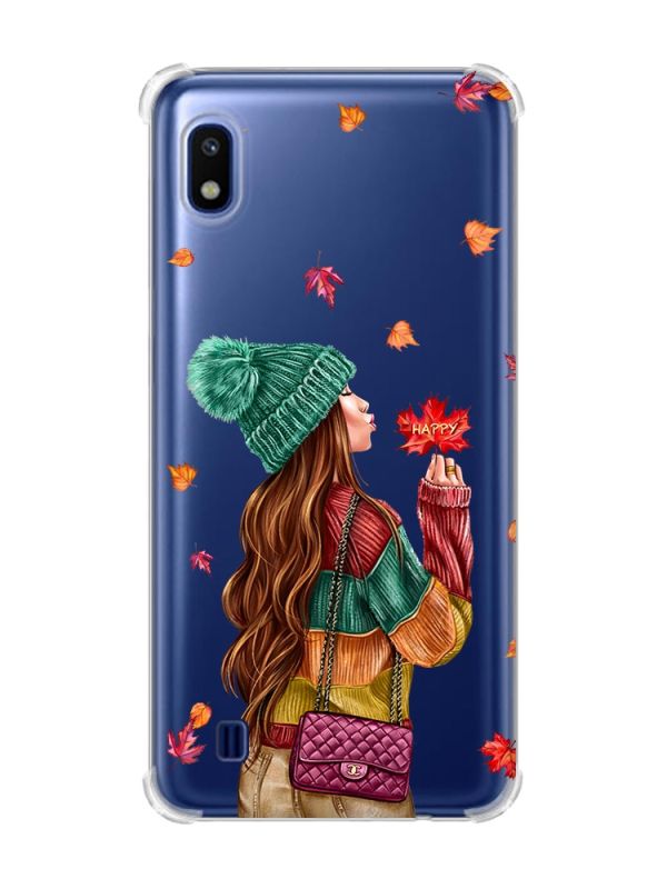 Чохол з потовщеними кутами на Samsung Galaxy A10 (2019)/A105 :: Дівчина з листям (принт 221)