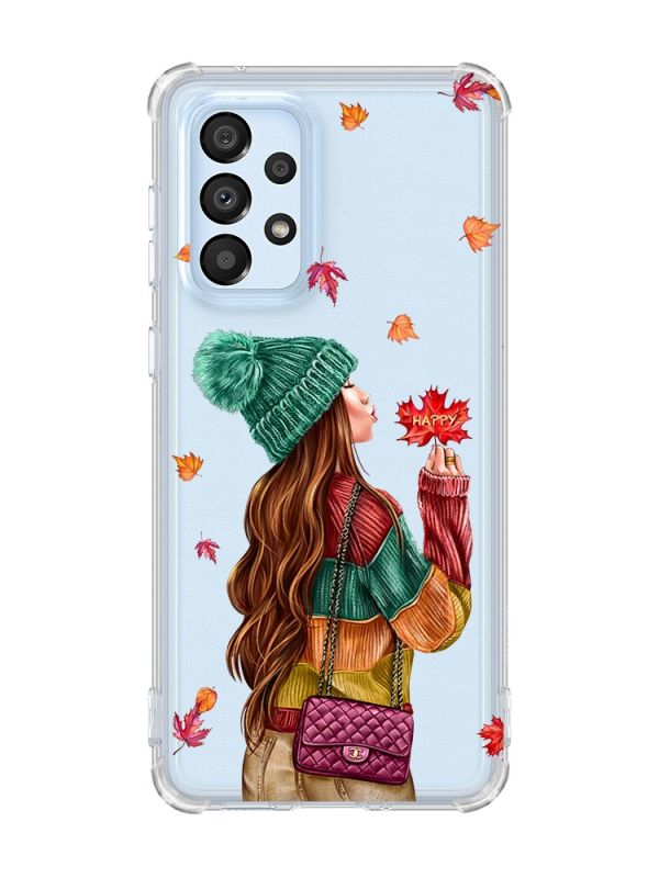Чохол з потовщеними кутами на Samsung Galaxy A33 5G :: Дівчина з листям (принт 221)