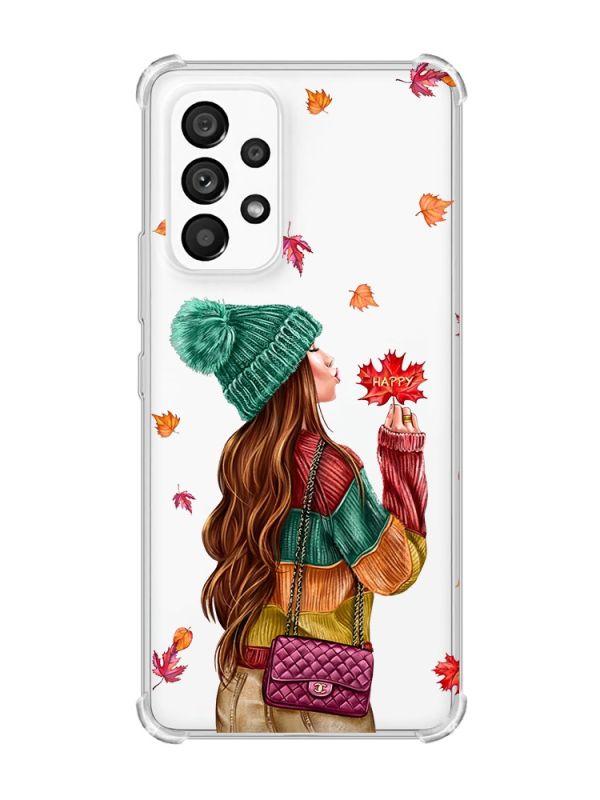 Чохол з потовщеними кутами на Samsung Galaxy A53 :: Дівчина з листям (принт 221)