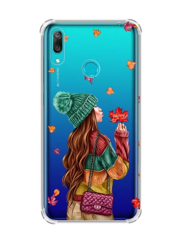 Чохол з потовщеними кутами Huawei Y7 2019/Y7 prime 2019 :: Дівчина з листям (принт 221)