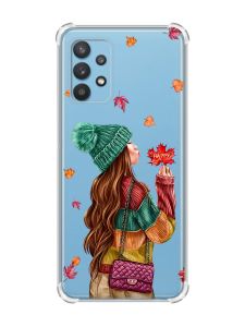 Чохол з потовщеними кутами на Samsung Galaxy A32 :: Дівчина з листям (принт 221)