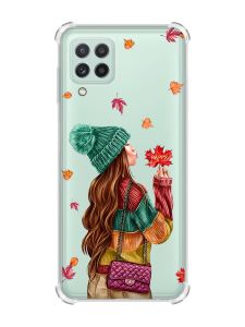 Чохол із потовщеними кутами на Samsung Galaxy A22 5G / A22s 5G :: Дівчина з листям (принт 221)