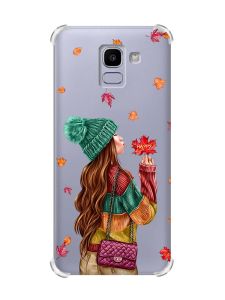 Чохол із потовщеними кутами на Samsung Galaxy J6 (2018) J600F :: Дівчина з листям (принт 221)