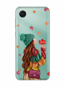 Прозорий чохол на Samsung Galaxy A03 Core / A032 :: Дівчина з листям (принт 221)