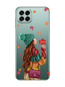 Прозорий чохол на Samsung Galaxy M33 5G :: Дівчина з листям (принт 221)