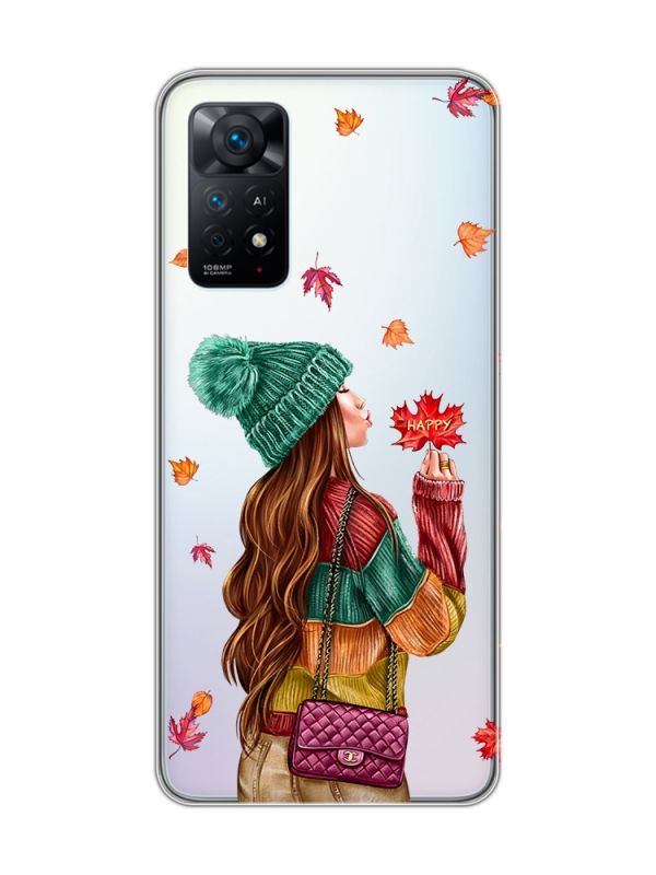 Прозорий чохол на Xiaomi Redmi Note 11 Pro :: Дівчина з листям (принт 221)