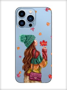 Прозорий чохол на Apple iPhone 13 Pro Max :: Дівчина з листям (принт 221)
