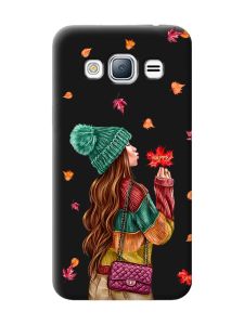 Матовий чорний чохол на Samsung Galaxy J3 / J310 :: Дівчина з листям (принт 221)