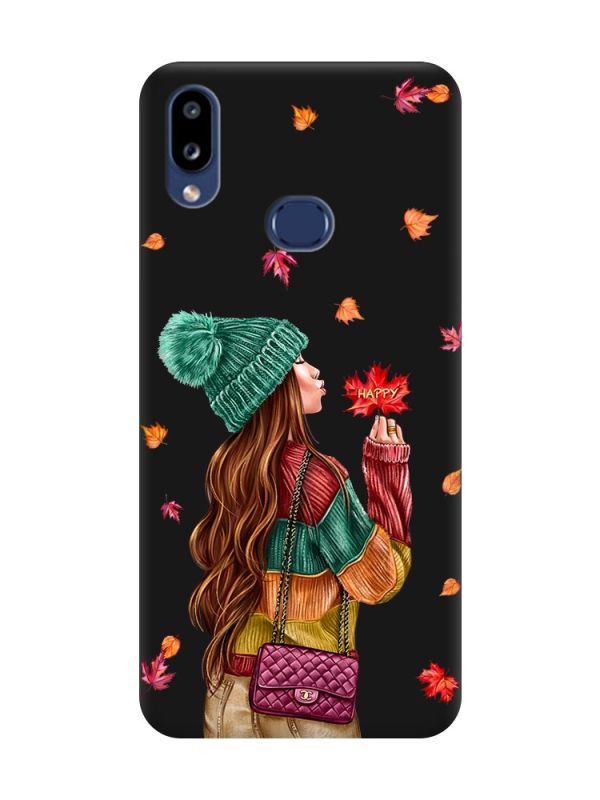 Матовий чорний чохол на Samsung Galaxy A10ѕ A107 :: Дівчина з листям (принт 221)